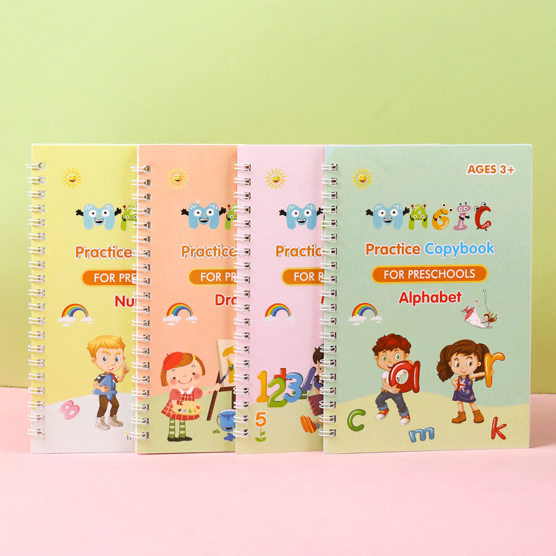 Children Educational English 4 PCS Magic Copybooks Pen Sets