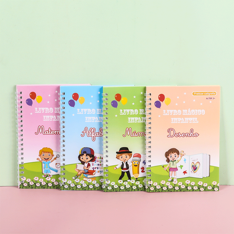 4 PCS Portuguese Version Kids Magic Practice Copybooks