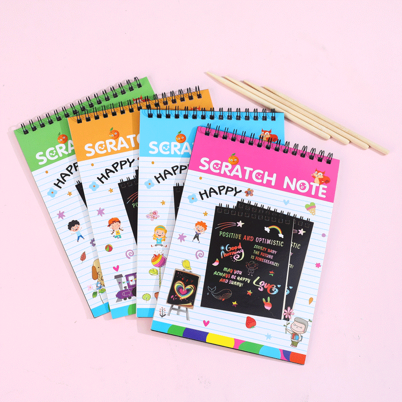 A5 Size Colorful Rainbow Magic Scratch Drawing Books