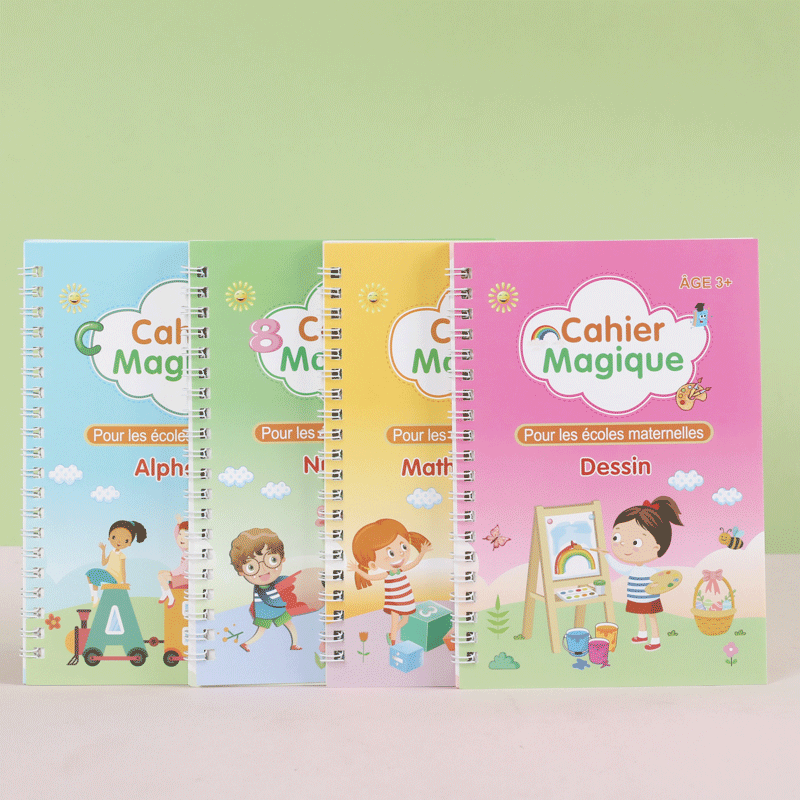 French Version 4 PCS Handwriting Practice Magic Copybooks for Kids