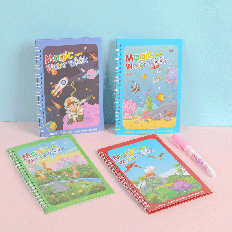 4 Desgins Kids Reusable Water Painting Magic Drawing Book