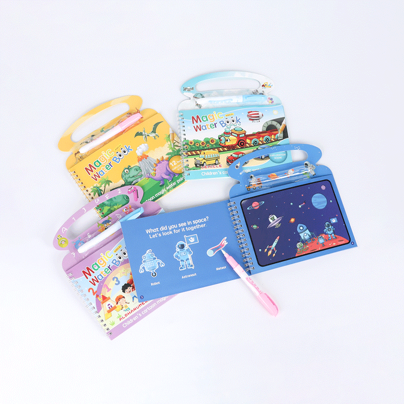 8 Designs Colourful Magic Water Books Reusable Drawing for Kids With Pen