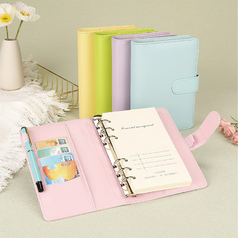 A6 Macaron Leather Loose Leaf Notebook Office Journal